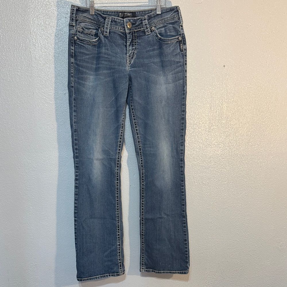 Silver Jeans Co Suki Mid Slim Boot W32 L33 Curvy Denim Blue Bootcut Curvy Jeans